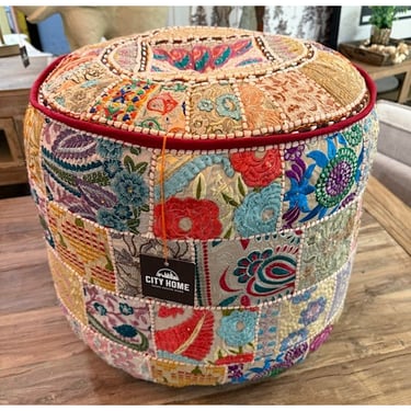 Round Patchwork Pouf