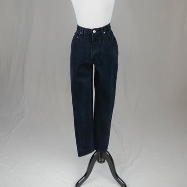 90s LA Blues Black Jeans - 27" waist - Mid Rise Slim Tight Fit Tapered Leg - Vintage 1990s - 29.5" inseam 