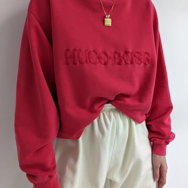 Hugo Boss Cherry Red Embroidered Sweatshirt