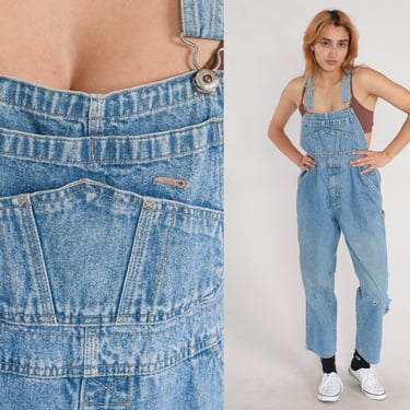 Gap Denim Overalls Pants Jeans 90s Denim Pants Distressed Baggy Long Jean Pants 1990s Vintage Carpenter Streetwear Women's Small 