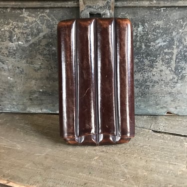 English Leather Cigar Case, Edwardian, Hand Sewn, Antique 