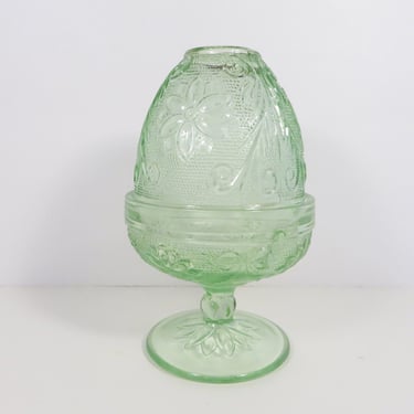 Vintage Tiara Exclusives Peach Pink Sandwich Glass Fairy Lamp Candle Holder 