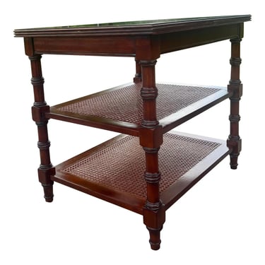 Ethan Allen Cane Tired Faux Bamboo End Table 