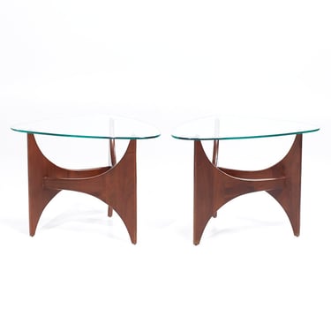 Adrian Pearsall for Craft Associates Mid Century Walnut Side Tables - Pair - mcm 