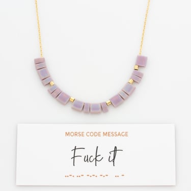 Fuck It Morse Code Necklace, Color Block Hidden Message Morse Code Necklace for Support and Encouragement, LEILA Jewelry Shop 