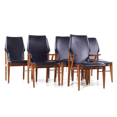 Lane First Edition Mid Century Walnut Dining Chairs - Set of 8 - mcm 