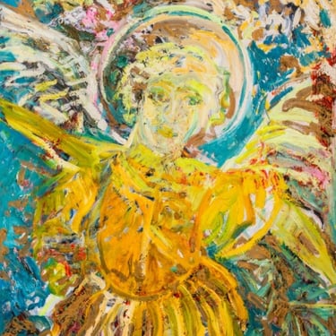 Hunt Slonem "Angel" Oil on Canvas,1985