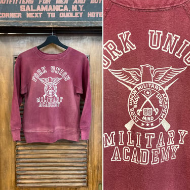 Vintage 1950’s Original “Fork Union” Military Academy Cotton Sweatshirt, 50’s Vintage Clothing 