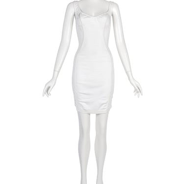 Azzedine Alaia Vintage SS 1991 White Textured Paneled Bodycon Mini Dress