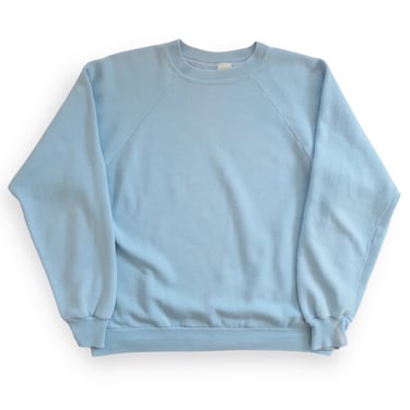 vintage blank sweatshirt / 70s sweatshirt / 1970s Sportswear light blue raglan crew neck pull over sweatshirt Large 