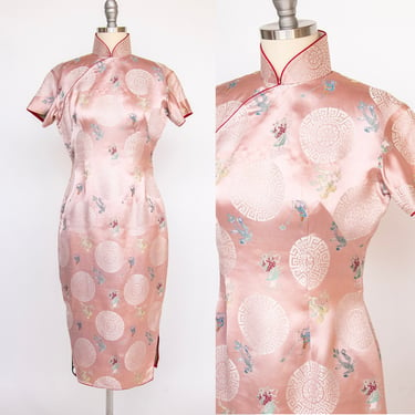 1960s Cheongsam Dress Pink Silk Chinese S 