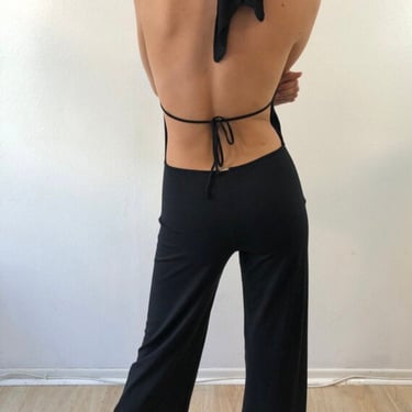Vintage Morgan Black Jumpsuit With Open Back 