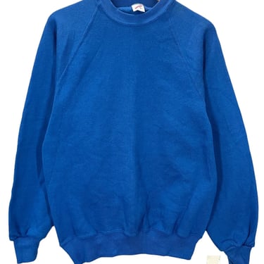 NWT Vintage 80's Jerzees Blank Blue Raglan Sweatshirt Medium