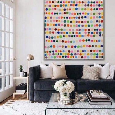 Jessica Semkin Custom Order - 24"x36" Dots Multi Colors 2mCanvas Handpainted Painting Abstract Minimalist ArtbyDinaD Home Decor by Art