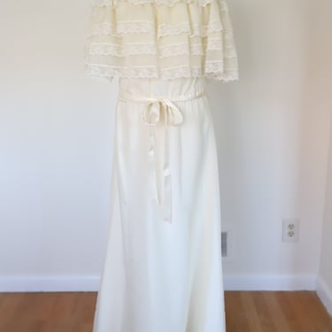 1960s Lace Sheer Caplet Bridal Dress