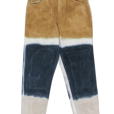 Sea NY - Tan, White & Blue Tie-Dye Straight Leg Jeans Sz 6