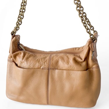 Y2K Tan Leather Shoulder Bag