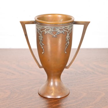 Heintz Arts & Crafts Sterling Silver on Bronze Amphora Vase