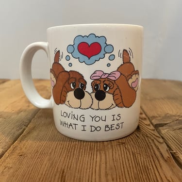 Dog Basset Hound Coffee Mug I Love You Gift 1980s Vintage 