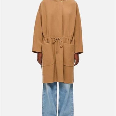 Max Mara Women Miele Hooded Coat With Coulisse