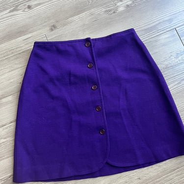 VTG 60s Saks Fifth Avenue Purple Wool Mini Skirt 