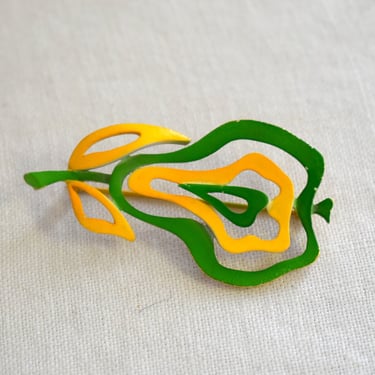 1960s Sarah Coventry Green and Yellow Pear Brooch 