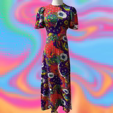 Bark cloth handmade vintage dress
