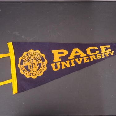 1960s PACE University NYC Felt Pennant Flag 29” 