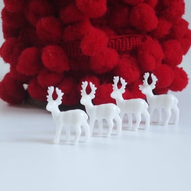 Teeny Tiny White Reindeer, Micro 3/4 inch or 1:144 scale White Plastic Deer 