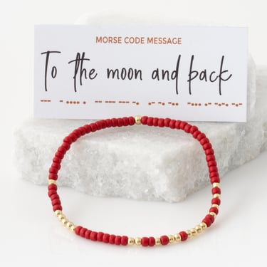 To The Moon And Back Morse Code Bracelet, Gift for Daughter, Bead Bracelet, Hidden Message, Stretch Bracelet, Gift For Her, I love you Gift 