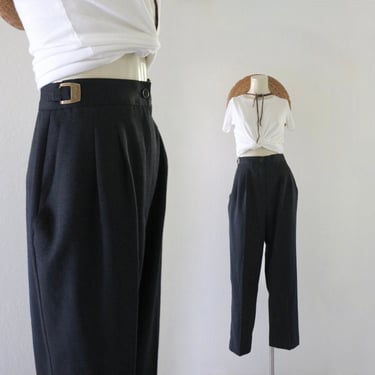 high waist adjustable black trousers 27-34 