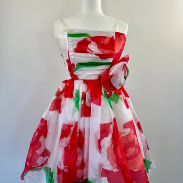 1980s Huey Waltzer for Darcy Floral Mini Dress 