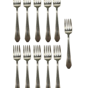 Set of 11 Art Deco Forks by Silverplate National Silver Co NSC 