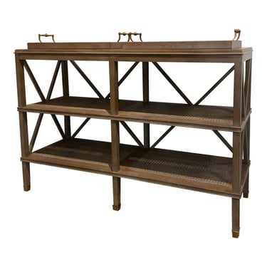 Sherrill Occasional Organic Modern Caned Tiered Tray Console Table