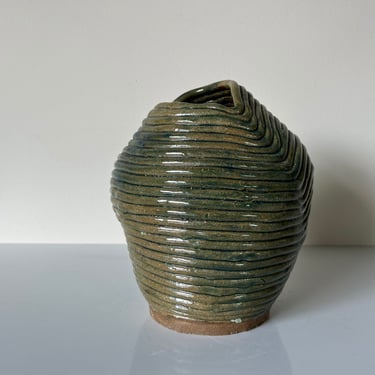 Vintage Handmade Coil Pottery Vase 