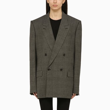 Balenciaga Prince Of Wales Double-Breasted Jacket In Wool Women