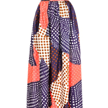 1970s Mixed Dot Printed Midi Skirt