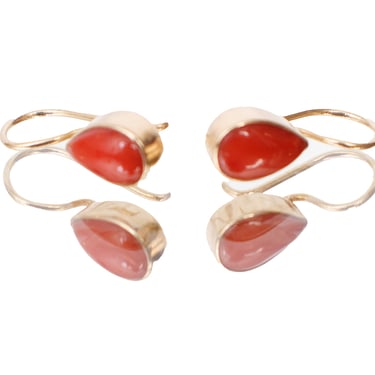 10K Gold & Coral Dangle Earrings
