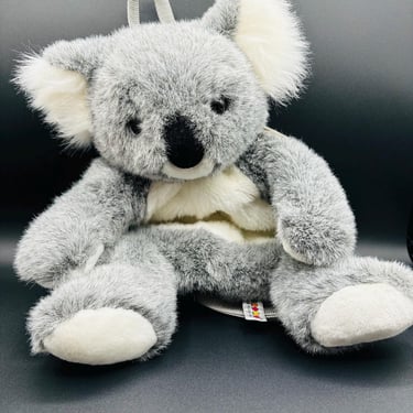 Vintage AURORA Soft Plush Koala White Grey  Backpack with Zip Bag by LeChalet