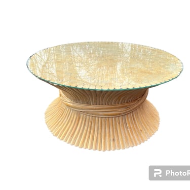 Wheat sheaf bamboo coffee table in the McGuire style 