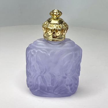 LAVENDER CZECH Glass Small Perfume bottle with Iris Design 