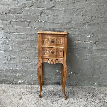 French Provencial Style Marble Top Nightstand