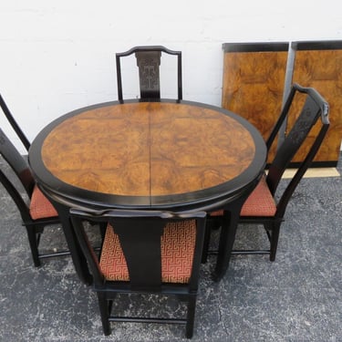 Hollywood Regency Two Tone Dining Table Four Chairs and Two Leaves 3795