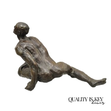 Russell Wray Brutalist Cast Bronze Abstract Male Nude Figure Sculpture Signed