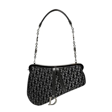 Dior Black Satin Minu Saddle Bag