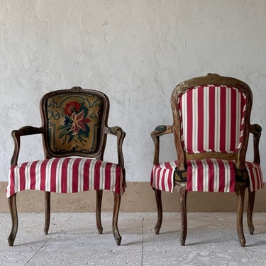 Pair of 18th C. Fauteuils with Tapestry Seats and Nicole Fabre Vendome Slipcovers