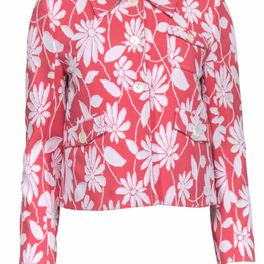 Miu Miu - Coral & White Floral Design Jacket Sz 4