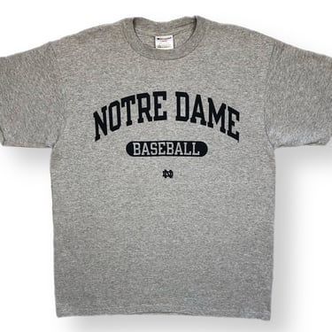 Vintage 90s Champion Notre Dame Fighting Irish Baseball Graphic T-Shirt Size Large 