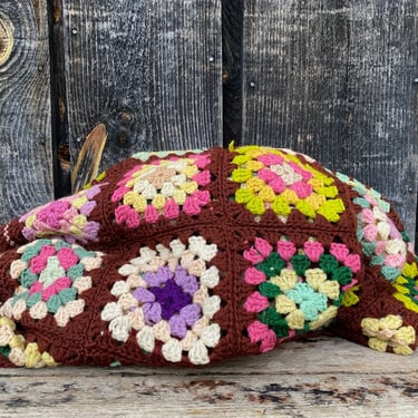 Vintage Crochet Blanket -- Granny Blanket -- Crochet Blanket - 1970s Crochet Blanket - Brown Crochet Blanket - Crochet Throw - Vintage Throw 