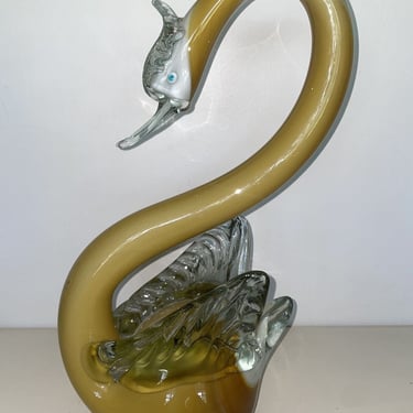 Large Vintage Murano Art Glass Swan Figure 19” tall 